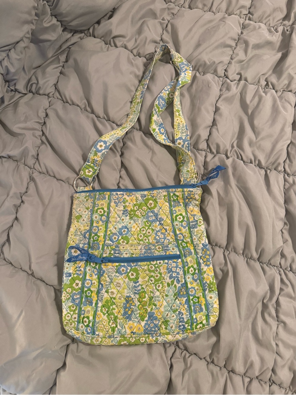 Vera Bradley Quilted Floral Crossbody in Blue, Green & Yellow